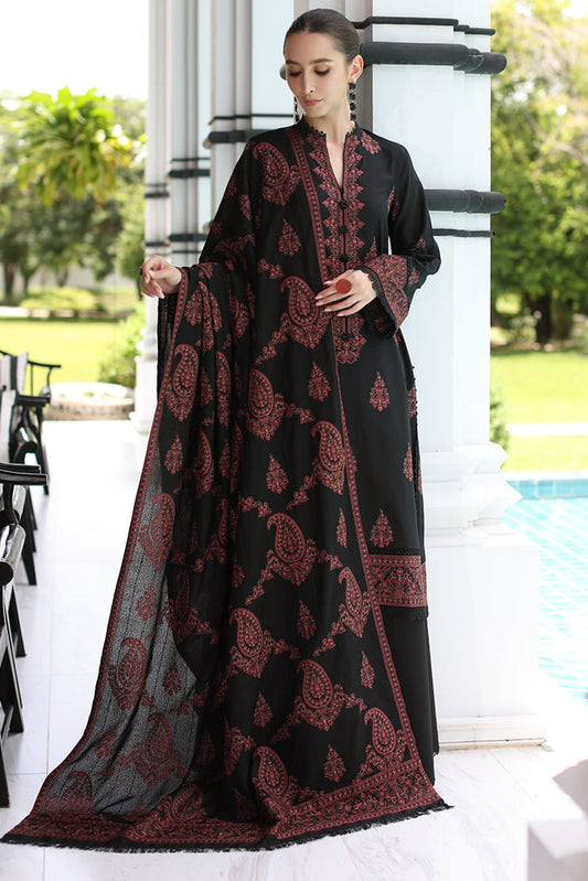 Bareeze Unstitched Heavy Embroidered Dhanak Suit with Embroidered Dhanak Shawl
